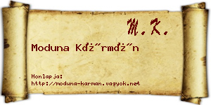 Moduna Kármán névjegykártya